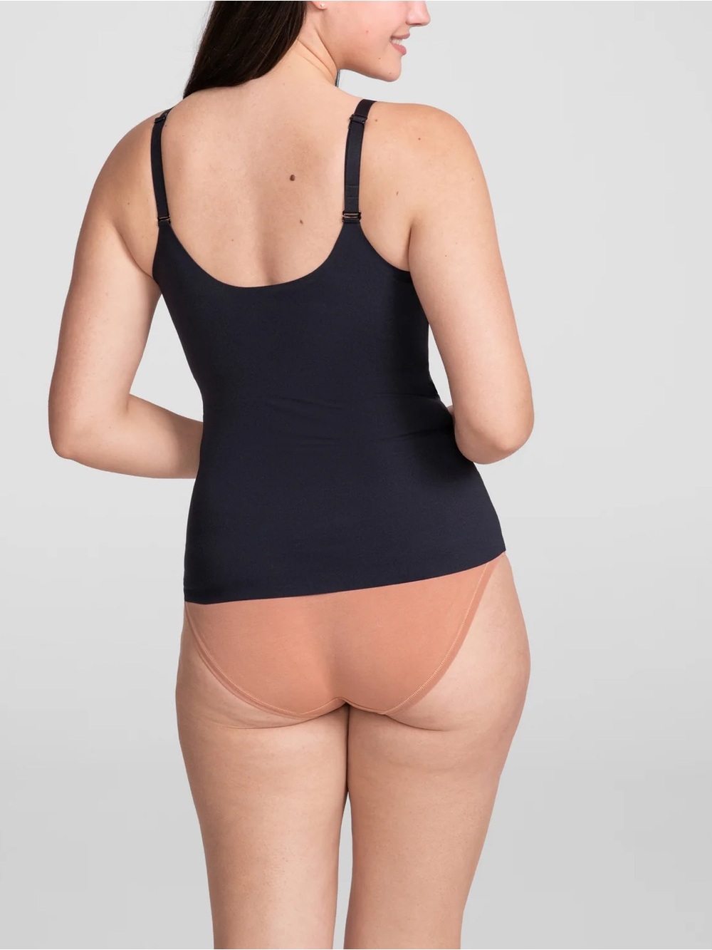Seamless Black Shaping Camisole Tank with Adjustable Straps - Picture 2 of 6